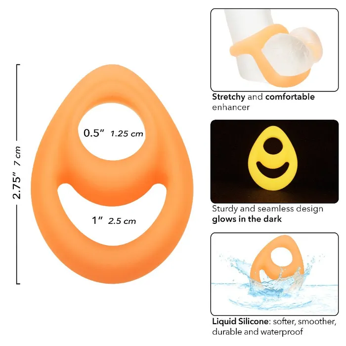 Alpha GlowintheDark Liquid Silicone Teardrop Ring Orange CalExotics Female Sex Toys Alpha GlowintheDark Liquid Silicone Teardrop Ring Orange CalExotics Female Sex Toys