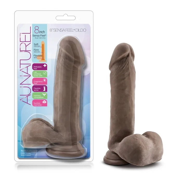 Au Naturel 8 Inch Sensa Feel Dildo Chocolate Blush Novelties Dildos