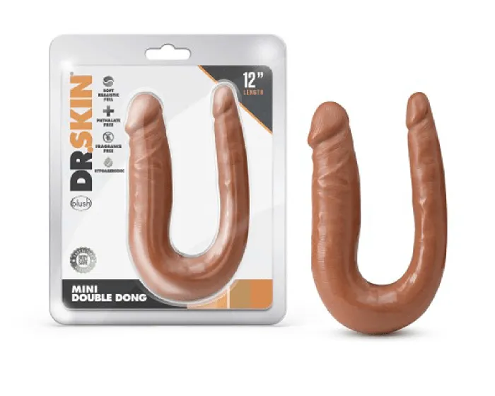 Dr Skin Mini Double Dong Mocha Blush Novelties Dildos