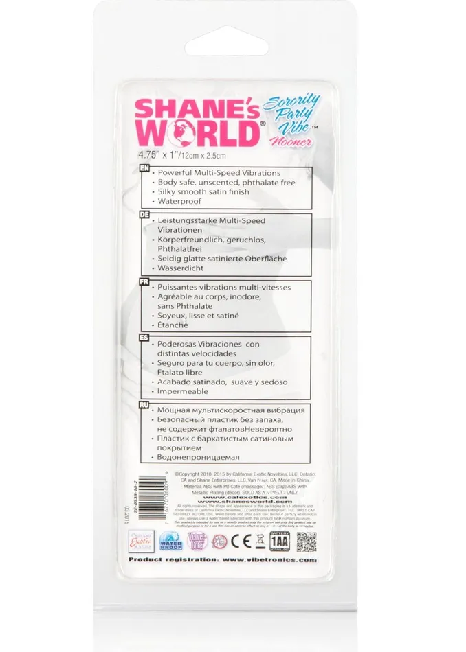 Shanes Worlds Sorority Party Vibe Nooner Pink CalExotics Vibrators