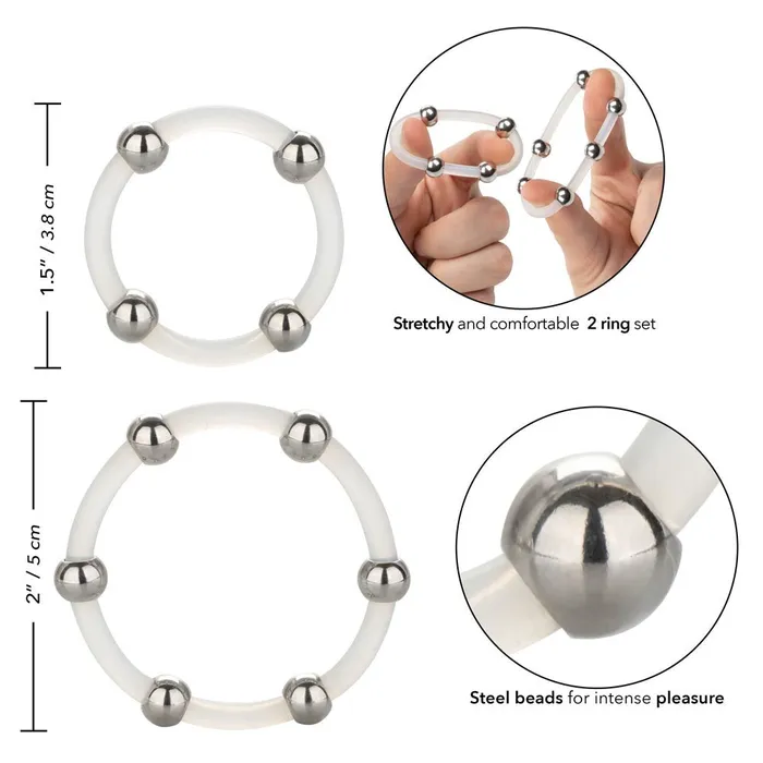 Steel Beaded Silicone Ring Set CalExotics Male Sex Toys