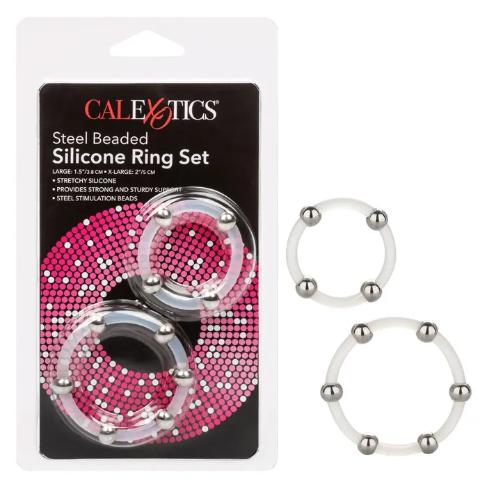 Steel Beaded Silicone Ring Set CalExotics Male Sex Toys Steel Beaded Silicone Ring Set CalExotics Male Sex Toys