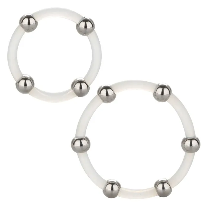 Steel Beaded Silicone Ring Set CalExotics Male Sex Toys Steel Beaded Silicone Ring Set CalExotics Male Sex Toys