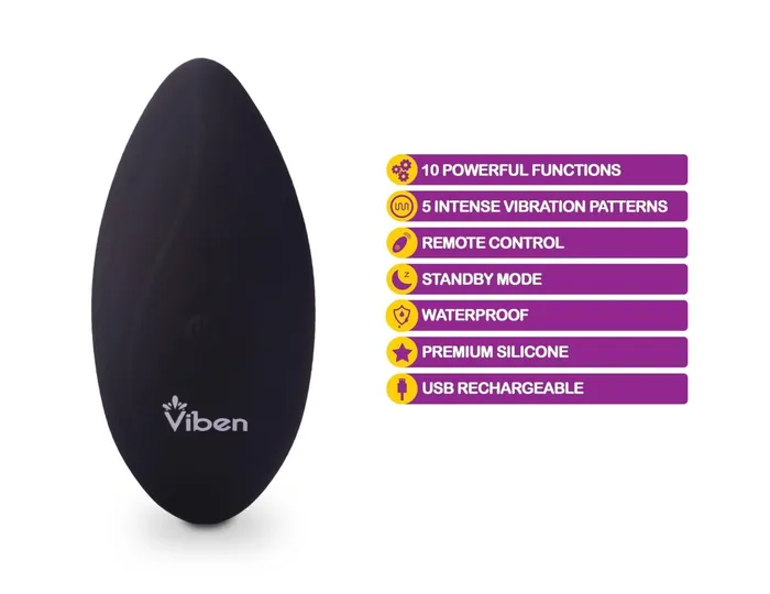 Viben Female Sex Toys Racy Remote Control 10 Function Panty Vibe Black Vibe