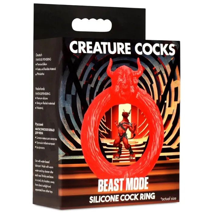 XR Brands Creature Cocks Male Sex Toys Beast Mode Silicone Cock Ring Red