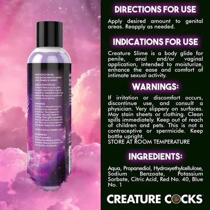 XR Brands Creature Cocks Vibrators 8oz Creature Slime Purple Slime WaterBased Lubricant