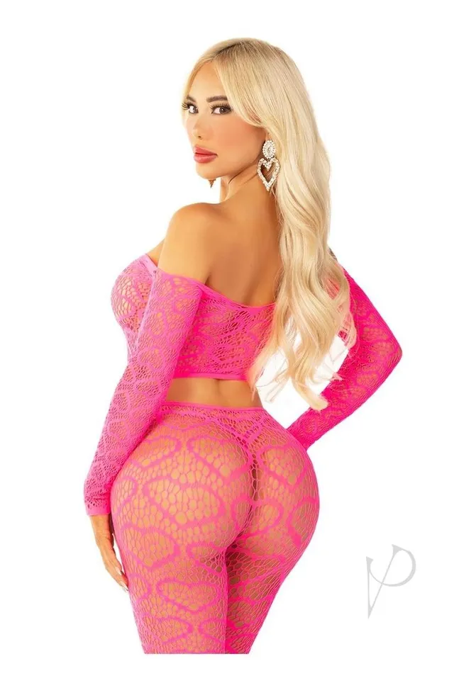Anal Leg Avenue Heart Off Shoulder Footles Tights Pnk Os