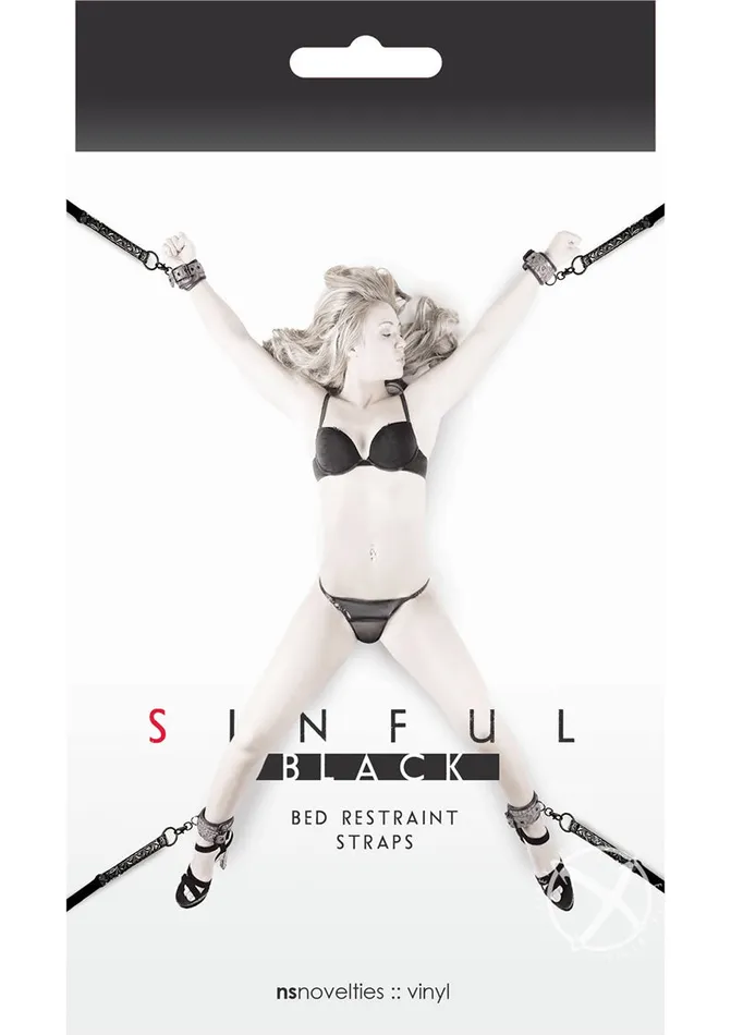 Anal Sinful Sinful Bed Restraint Straps Black