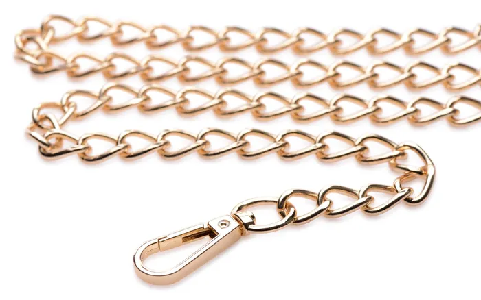 Anal XR Brands Leashed Lover Black And Gold Chain Leash