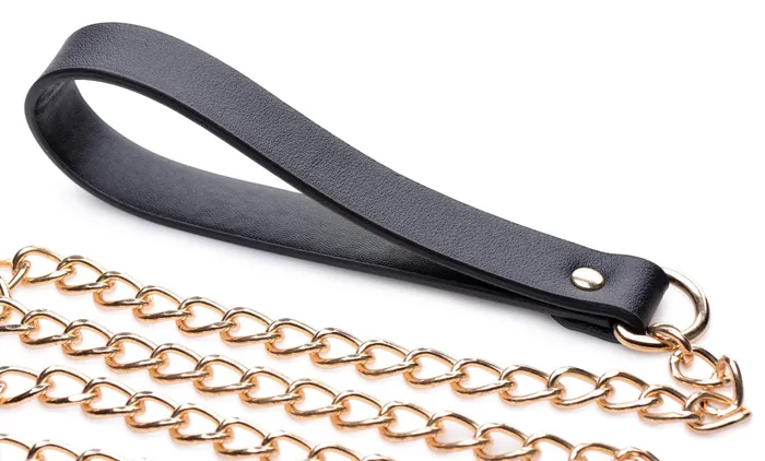 Anal XR Brands Leashed Lover Black And Gold Chain Leash