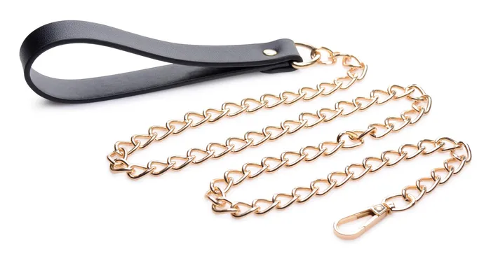 Anal XR Brands Leashed Lover Black And Gold Chain Leash
