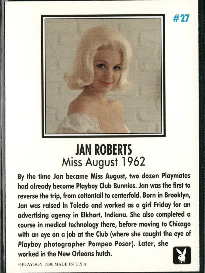 Couples Dans Cards Playboy Centerfolds August Edition Jan Roberts Card 27 Couples Dans Cards Playboy Centerfolds August Edition Jan Roberts Card 27