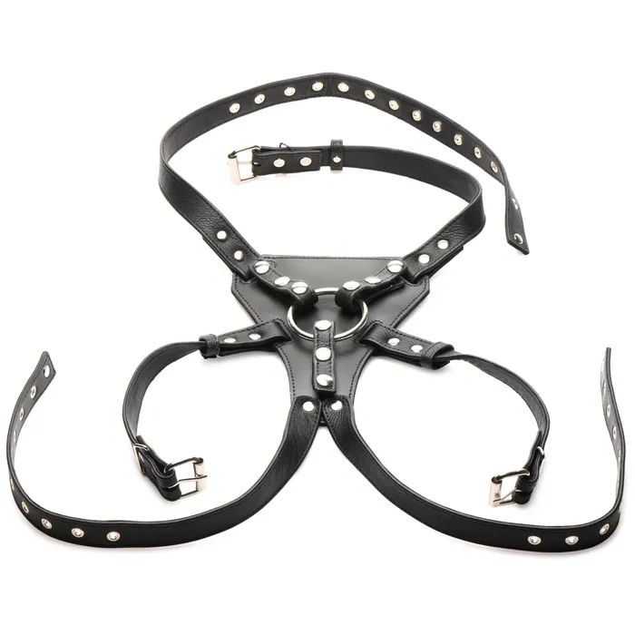 Daddy An Li Leather Strapon Harness XR Brands Female Sex Toys