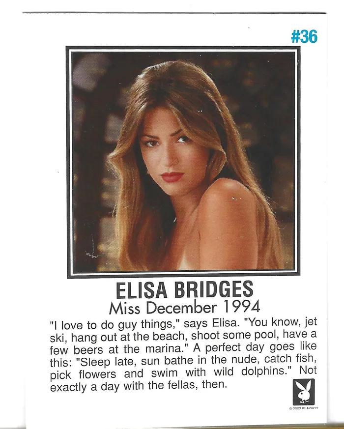 Dans Cards Vibrators Playboy Centerfold Update 1 1994 1996 Elisa Bridges Card 36 Dans Cards Vibrators Playboy Centerfold Update 1 1994 1996 Elisa Bridges Card 36