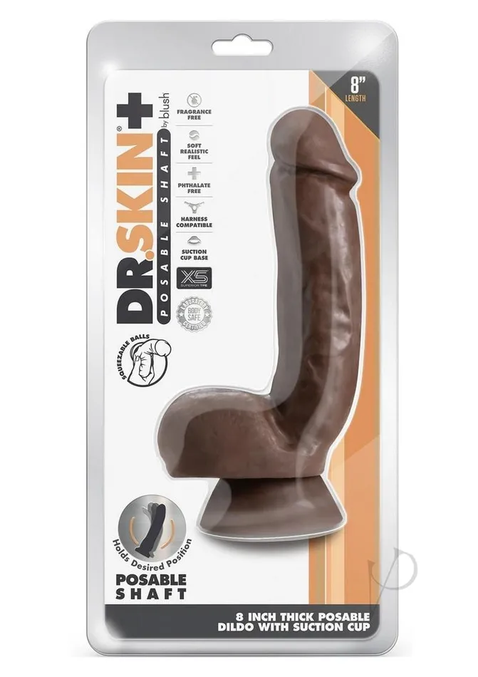 Dr Skin Plus Thick Pose Wballs 8 Choco Dr Skin Dildos