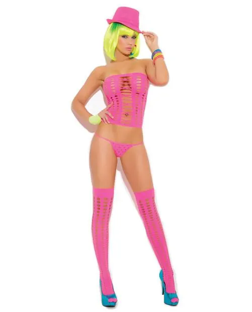 ELM Vivace G String Stockings Neon Pink OS Vibrators