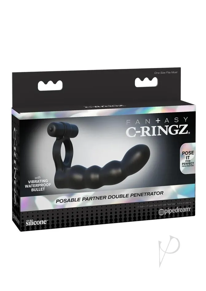 Fantasy CRingz Dildos Fcr Posable Partner Dble Penetrator Blac