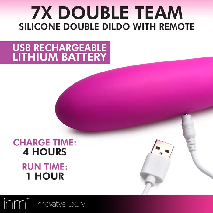 Female Sex Toys Double Team Silicone Double Dildo With Remote XR Brands