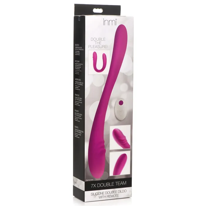 Female Sex Toys Double Team Silicone Double Dildo With Remote XR Brands