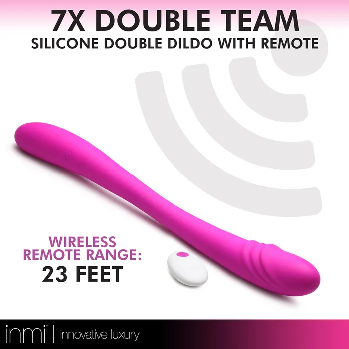Female Sex Toys Double Team Silicone Double Dildo With Remote XR Brands