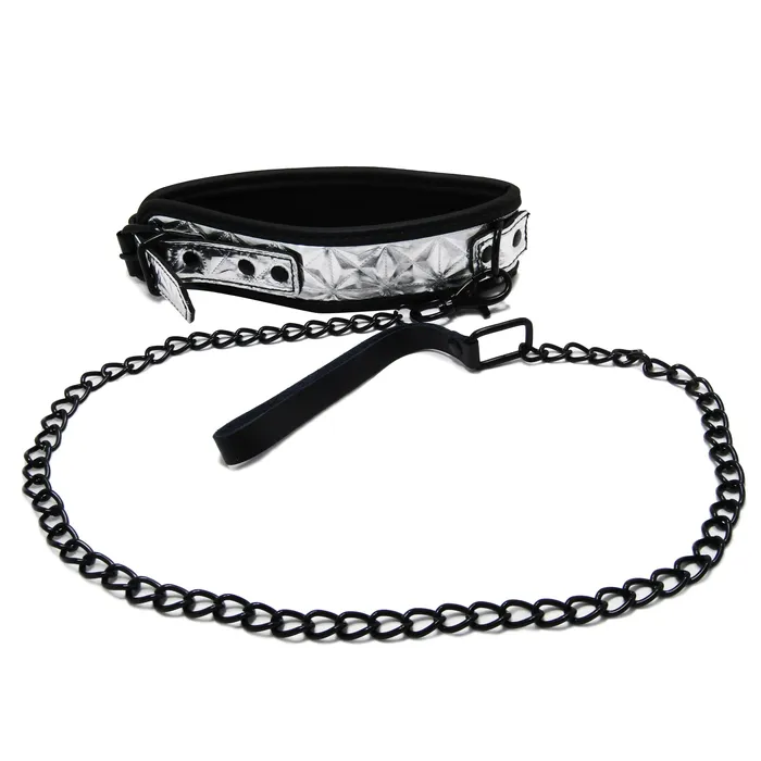 Fetish Pleasure Play Passionate Silver Collar wLeash Castle Megastore Couples