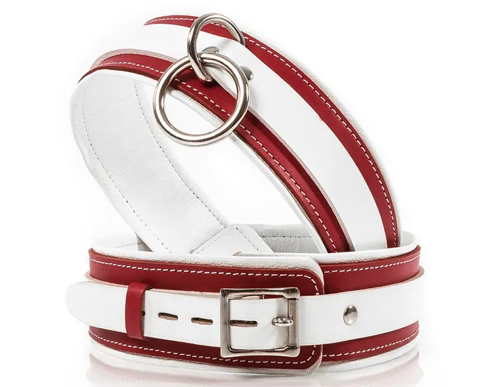 fetishtoyboxcom Restraints PREMIUM LEATHER NAUGHTY NURSE THIGH CUFFS BONDAGE GEAR