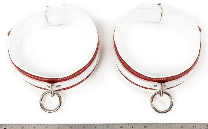fetishtoyboxcom Restraints PREMIUM LEATHER NAUGHTY NURSE THIGH CUFFS BONDAGE GEAR