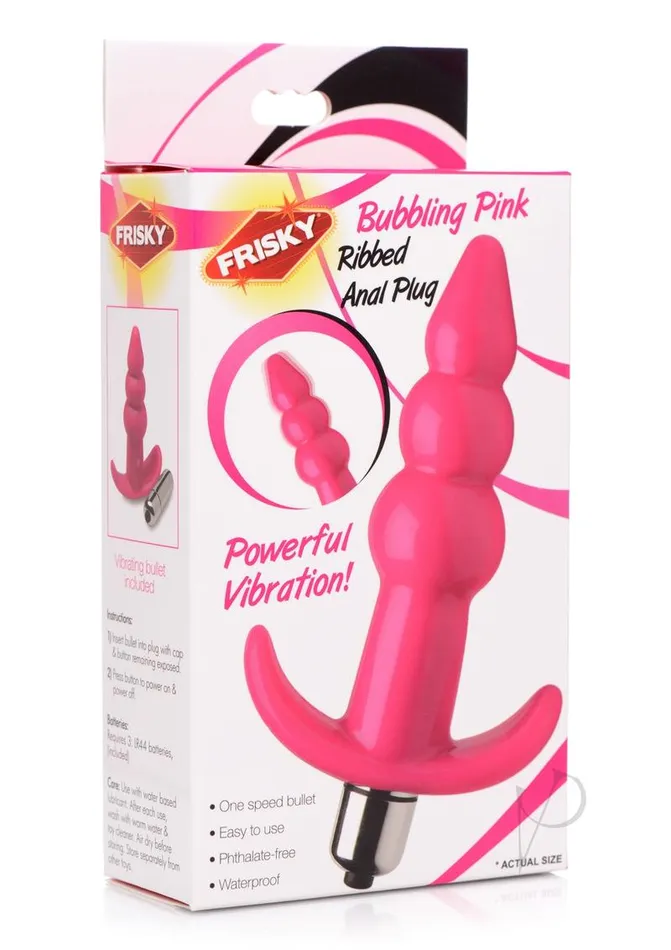 Frisky Male Sex Toys Frisky Bubbling Pink Ribbed Anal Plug