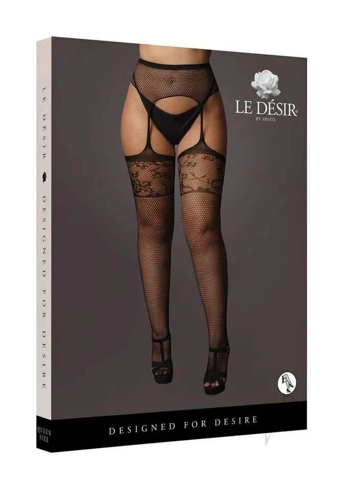 Garterbelt Stocking Lace Top Qn Blk Le Desir Couples