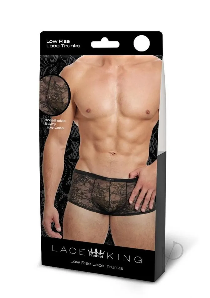 Lace King Vibrators Lace King Lace Trunks Ml Blk