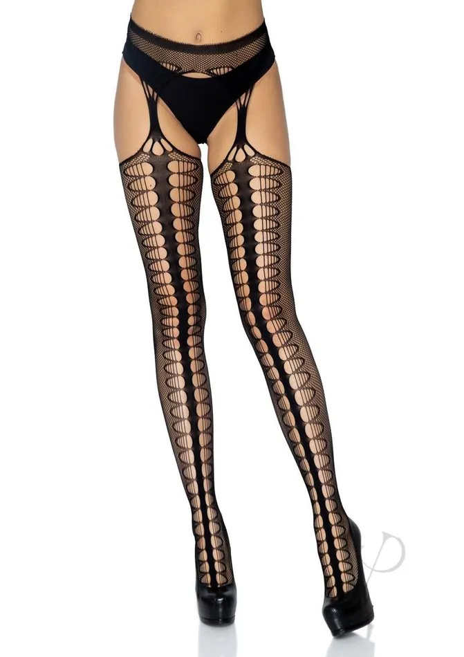 Leg Avenue Anal Scale Net Suspender Hose Os Black