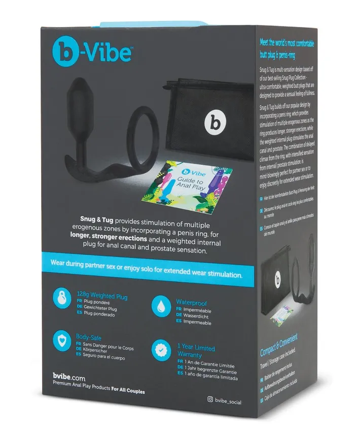 Male Sex Toys Castle Megastore BVibe Snug Tug Weighted Silicone Plug Penis Ring