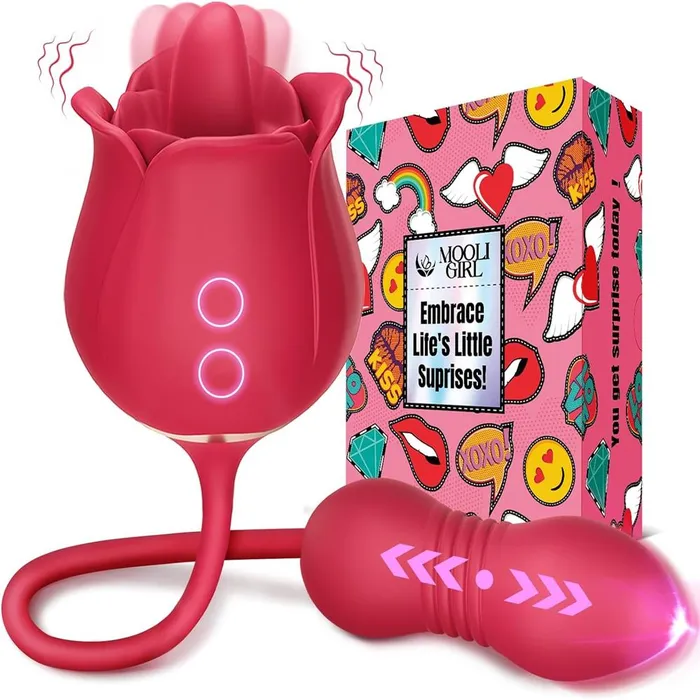 Adorime Female Sex Toys Rose Passion Toy with Thrusting Dildo for Couples Clitoral Nipple Licker for Woman Close Up Pussy Licking Girl on Girl