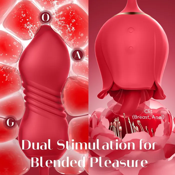 Adorime Female Sex Toys Rose Passion Toy with Thrusting Dildo for Couples Clitoral Nipple Licker for Woman Close Up Pussy Licking Girl on Girl