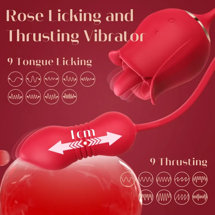 Adorime Female Sex Toys Rose Passion Toy with Thrusting Dildo for Couples Clitoral Nipple Licker for Woman Close Up Pussy Licking Girl on Girl