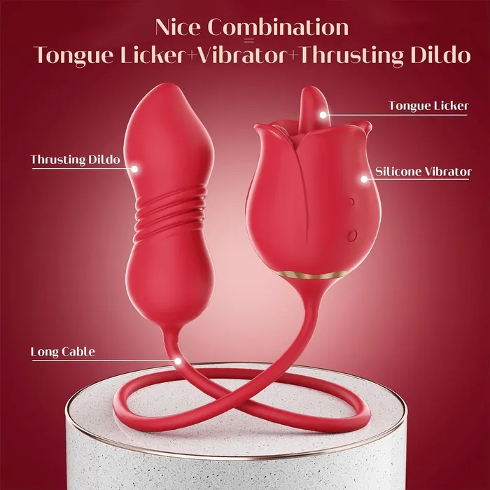 Adorime Female Sex Toys Rose Passion Toy with Thrusting Dildo for Couples Clitoral Nipple Licker for Woman Close Up Pussy Licking Girl on Girl