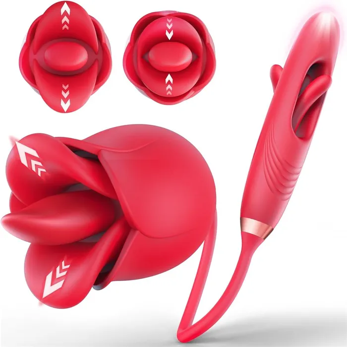 Female Sex Toys Adorime 4 in 1 MouthShaped Tongue Licking Kissing Rose Clitoral Stimulator Flapping Vibrator Pussy From Behind Rimming Female Sex Toys Adorime 4 in 1 MouthShaped Tongue Licking Kissing Rose Clitoral Stimulator Flapping Vibrator Pussy From Behind Rimming