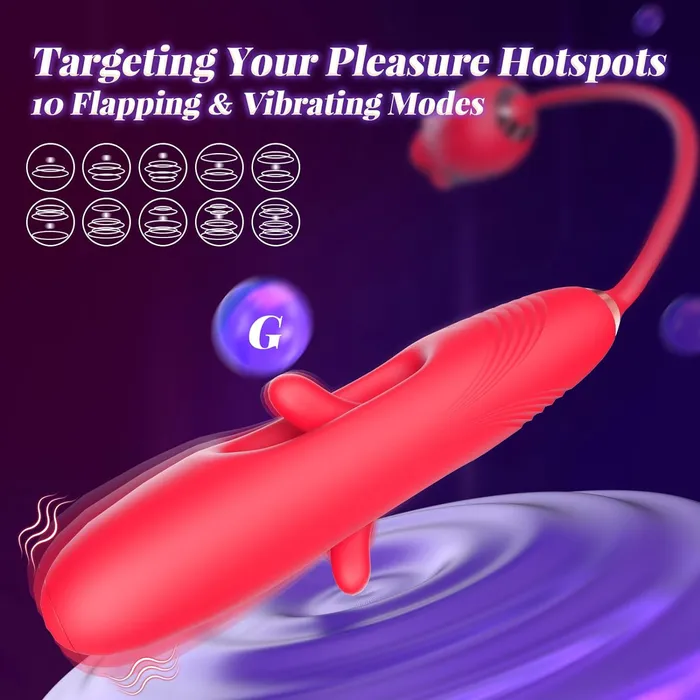 Female Sex Toys Adorime 4 in 1 MouthShaped Tongue Licking Kissing Rose Clitoral Stimulator Flapping Vibrator Pussy From Behind Rimming