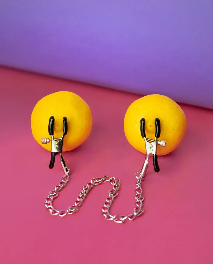 Idea Leather Couples Bondage Adjustable Nipple Clamps with Chain