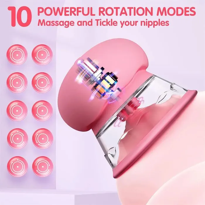 Male Sex Toys 3 Brush Heads Nipple Teasers Manual Sucking with 10 Powerful Rotation Modes Adorime