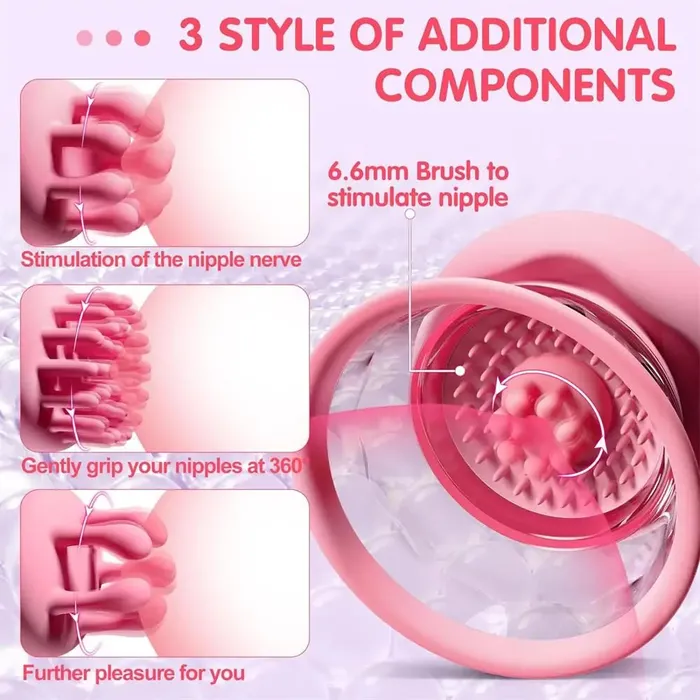 Male Sex Toys 3 Brush Heads Nipple Teasers Manual Sucking with 10 Powerful Rotation Modes Adorime