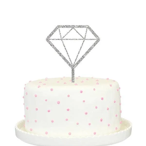 Anal Alexis Mattox Design Diamond Icon Cake Topper Silver Glitter