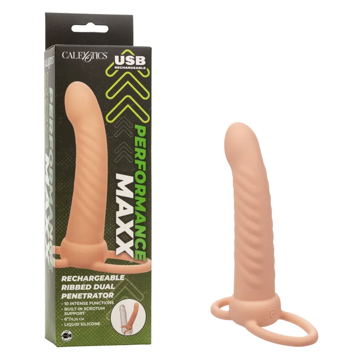 Calexotics Female Sex Toys Performance Maxx Rechargeable Ribbed Dual Penetrator
