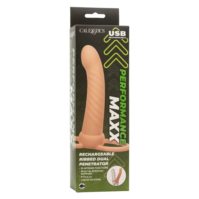 Calexotics Female Sex Toys Performance Maxx Rechargeable Ribbed Dual Penetrator