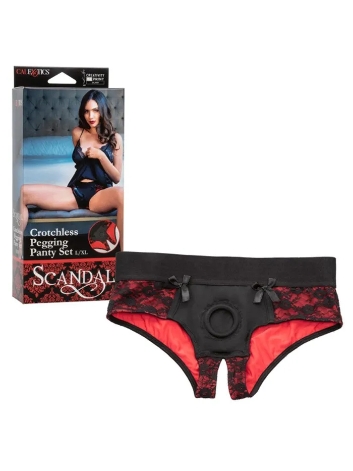 CALIFORNIA EXOTIC NOVELTIES Female Sex Toys Scandal Crotchless Pegging Panty Set LXL CALIFORNIA EXOTIC NOVELTIES Female Sex Toys Scandal Crotchless Pegging Panty Set LXL