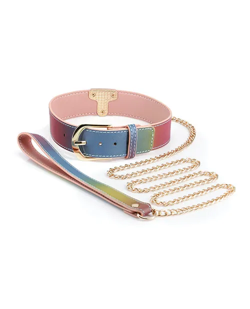 Couples Spectra Bondage Collar Leash Rainbow nsnovelties