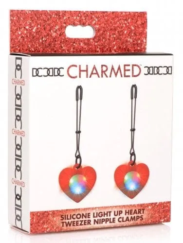 Female Sex Toys Charmed Charmed Silicone Light Up Heart Tweezer Nipple Clamps Female Sex Toys Charmed Charmed Silicone Light Up Heart Tweezer Nipple Clamps