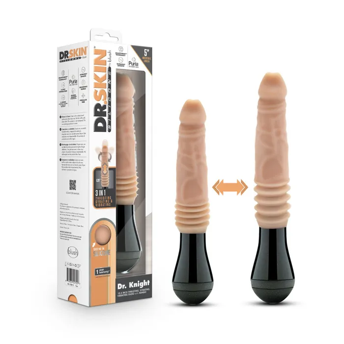 Female Sex Toys Dr Skin Silicone Dr Knight Thrusting Gyrating Vibrating Dildo Blush