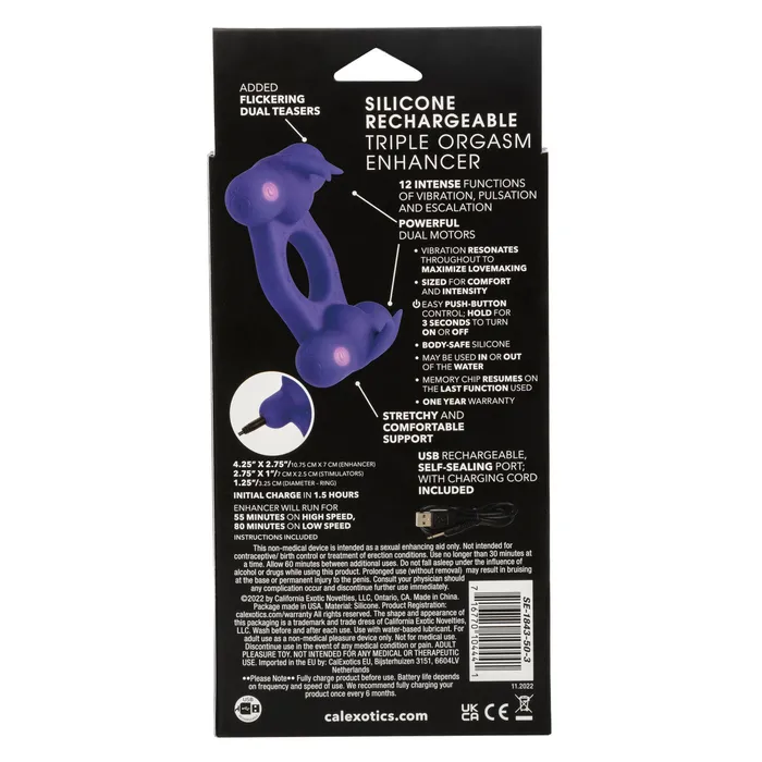 Female Sex Toys Silicone Rechargeable Triple Orgasm Enhancer Calexotics
