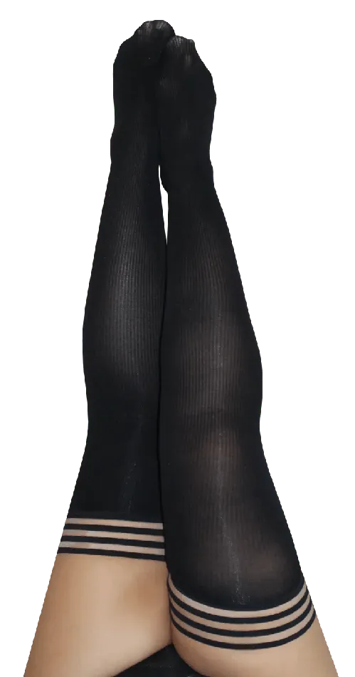 Kixies Kixies Dana Lynn Black Ribbed Thigh Highs Anal
